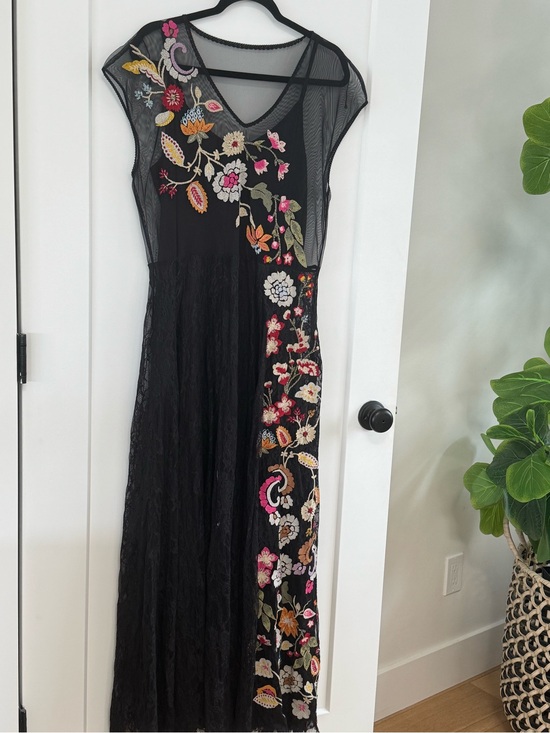 Johnny Was Dresses & Skirts - Johnny Was Black Maxi Dress with Multicolor Floral Embroidery